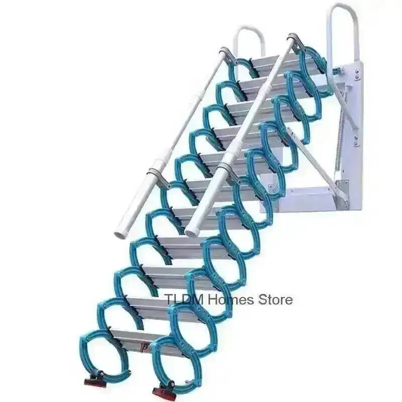 Staircase Carbon Space-saving Attic Steel Telescopic Lift Ladders for Home Indoor Outdoor Wall-mounted Folding Step Ladder s