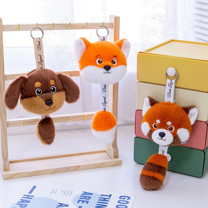 10cm Lovely Raccoon Bear Fox Penguin Dachshund Coin Purse Plush Toys Soft Stuffed Cartoon Animal Plushie Pendant Bag Decoration