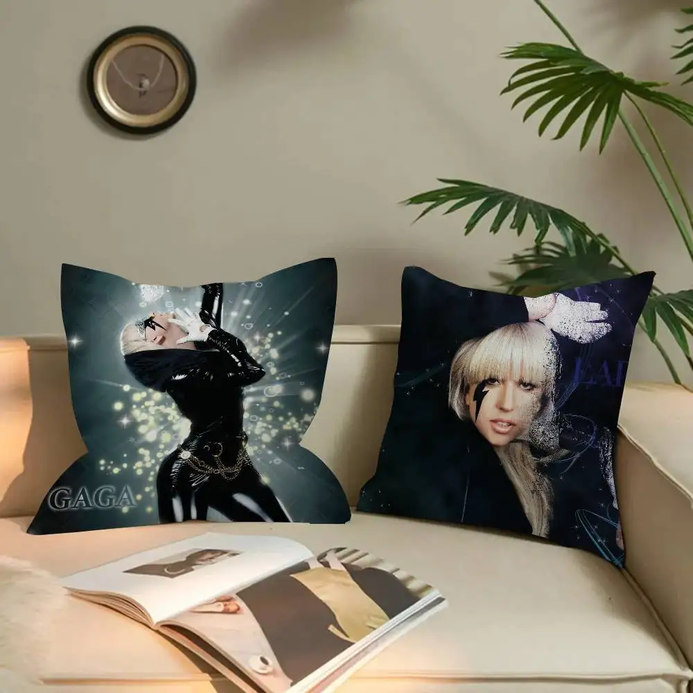 Singer Lady Gaga Pillow Covers Cartoon Sofa Decorative Home Double-sided Printing Short Plush Cute Cushion Cover