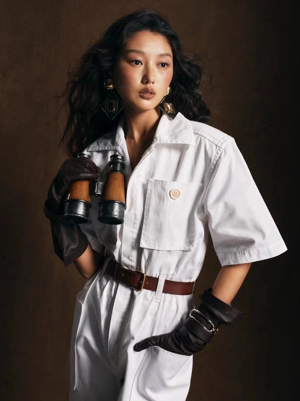 

Yang Tree Forest Heavy Design ort Sve Медные широкие брюки с поясом Комбинезон для Faion ow Street Sle Хлопок с высокой талией