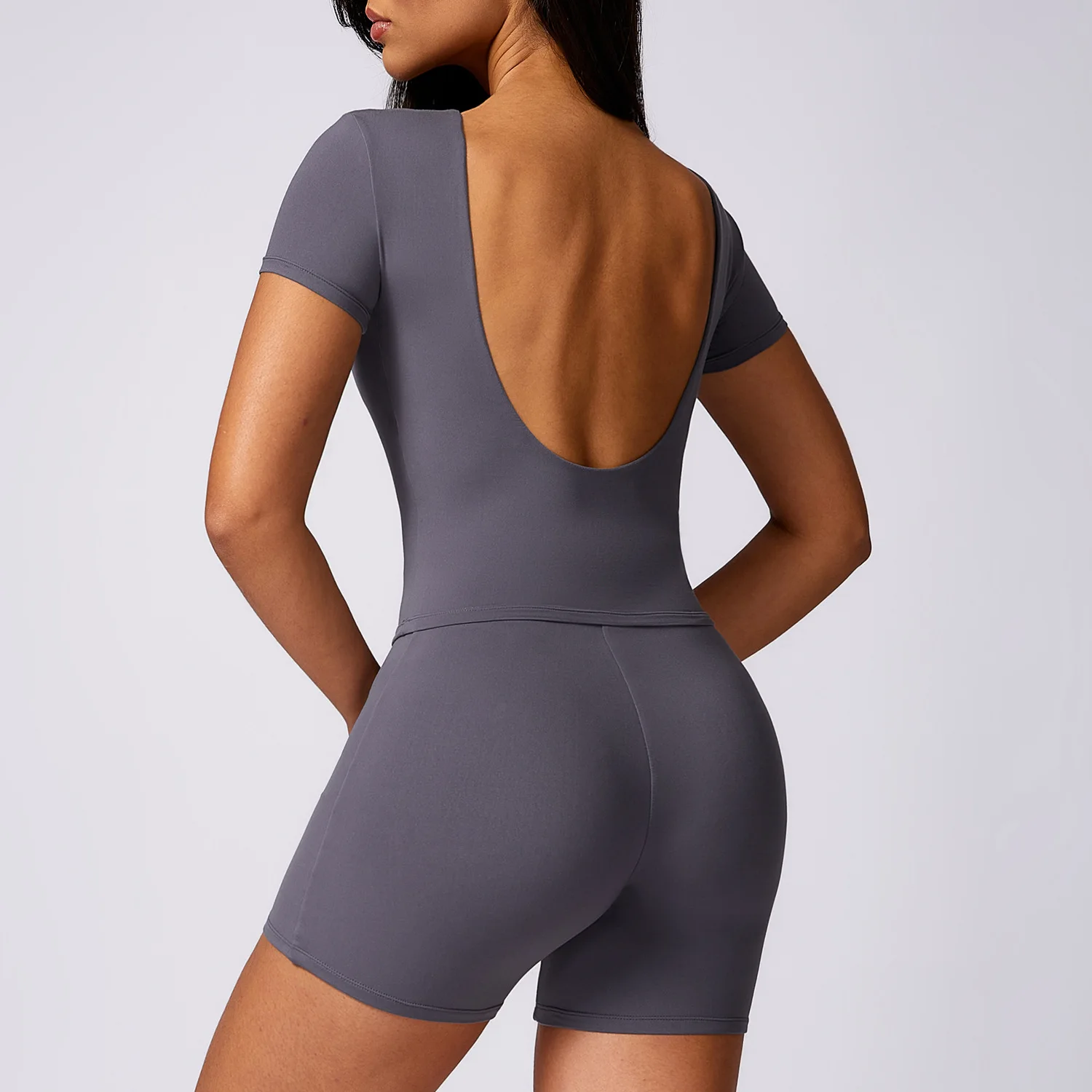 Two piece set  Fitness Yoga Set Women Solid Color Gym Soft Super Stretch Sportswear Workout Clothes Crop Top Gym Shorts Set image 5