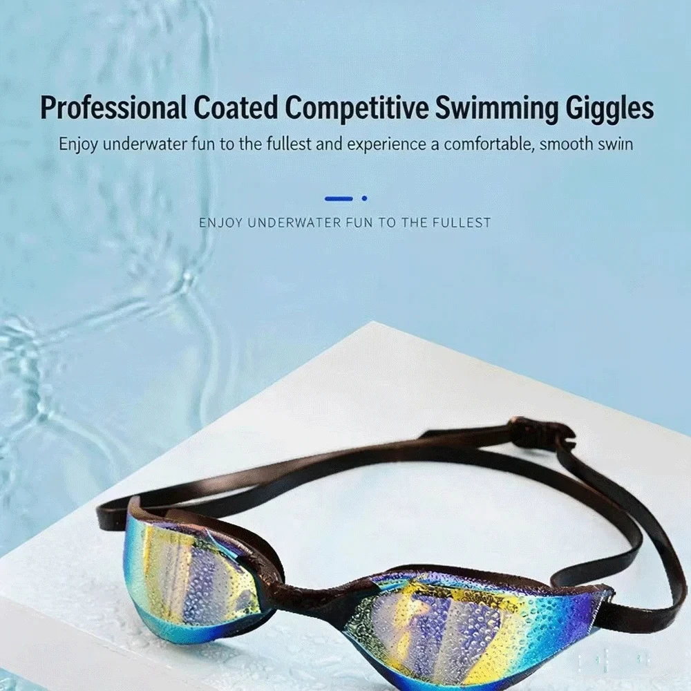 

Swimming Goggles with Earplugs Men Women Anti-Fog Professional Swim Glasses No Leaking Electroplate Diving Glasses