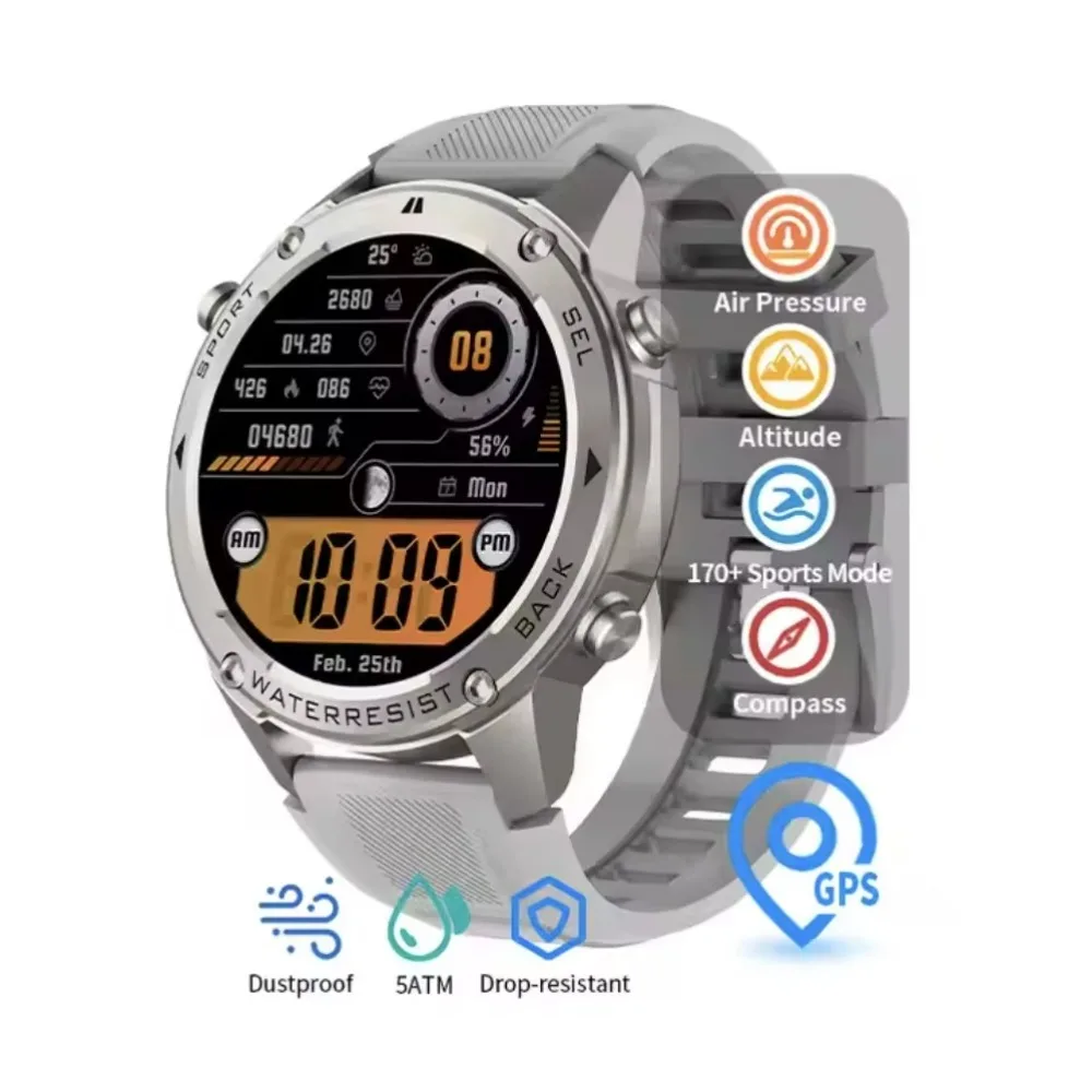 

Top Sale Watch Smart Watch 2024 DM56 Dual-band L1+L5 GPS 5ATM Waterproof Fitness Outdoor Smartwatches BT Call 500mAh 1.43inch