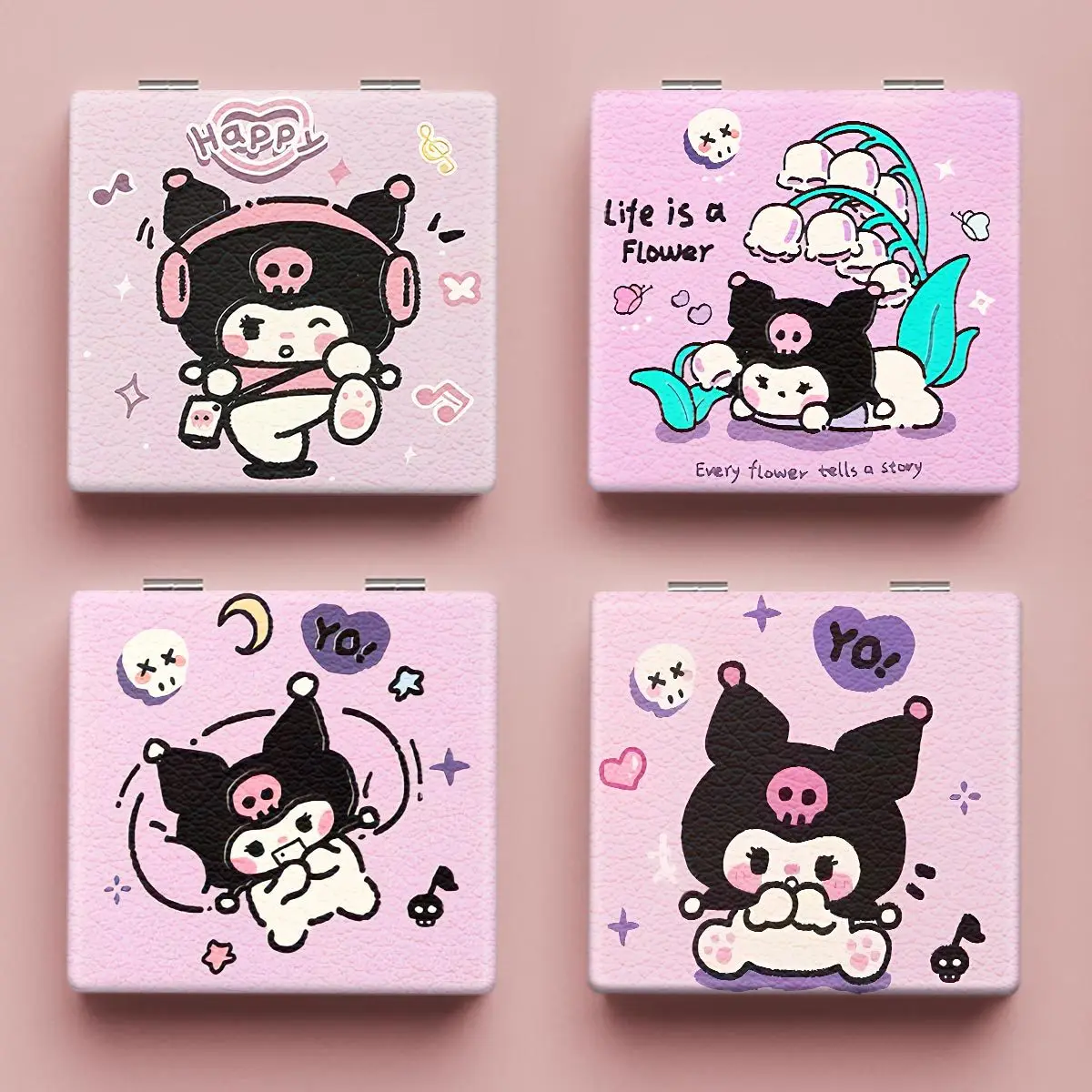 

Sanrio Kuromi Mirror Cute Portable Small Mirror Cartoon Anime Portable Folding Mirrors Double-Sided Pattern Makeup Gift For Girl