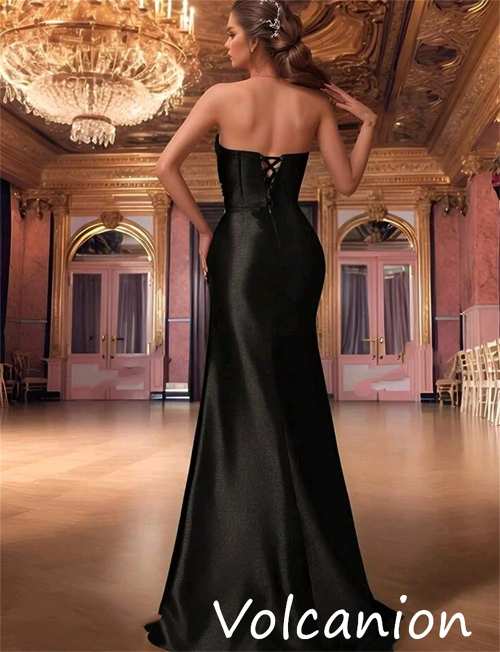 Abiti lunghi senza spalline a tromba con pieghe in paillettes eleganti alla moda personalizzati Abiti lunghi su misura per occasioni formali