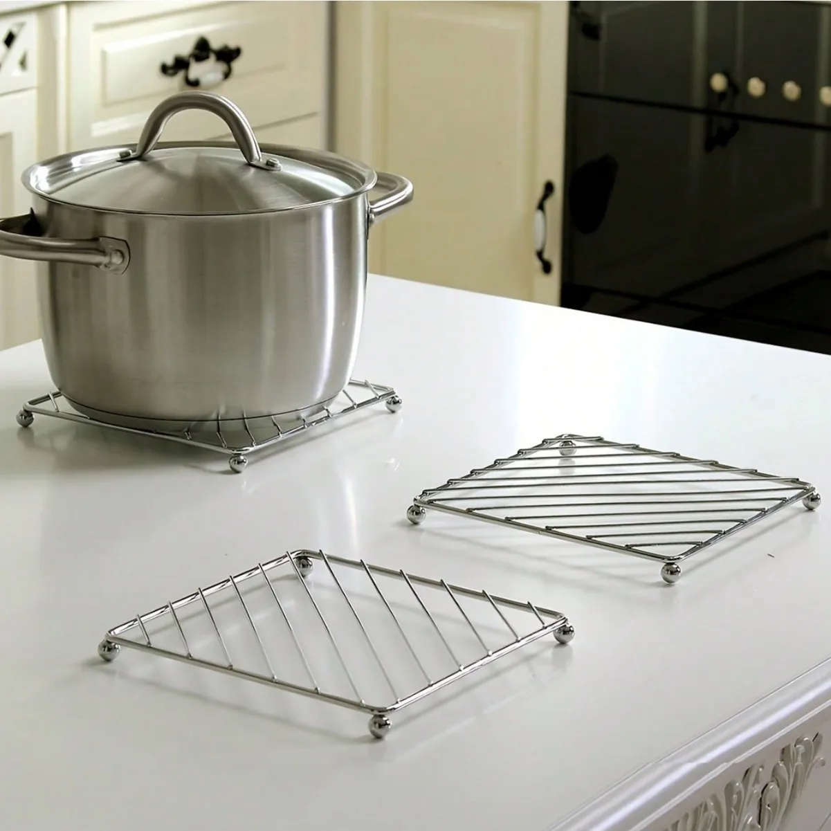 1 Stück Topfhalter und Dampfgarer-Gestell aus Edelstahl – verdickte, hitzebeständige Küchenmatte, perfekt zum Kochen und Servieren