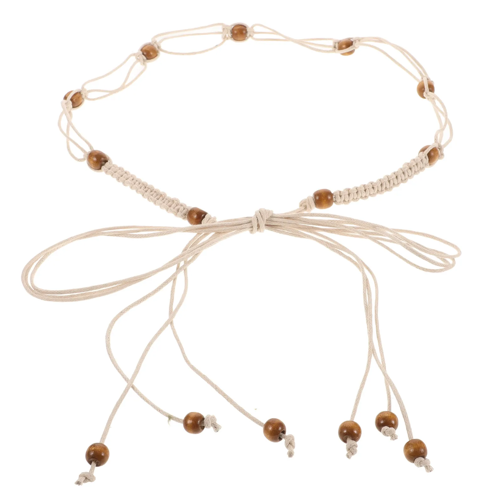 

Bohemian Braided Woven Belts for Women Men Thin Waist Cotton Linen Beads Knots Durable Travel Braided Belts For Women Gifts