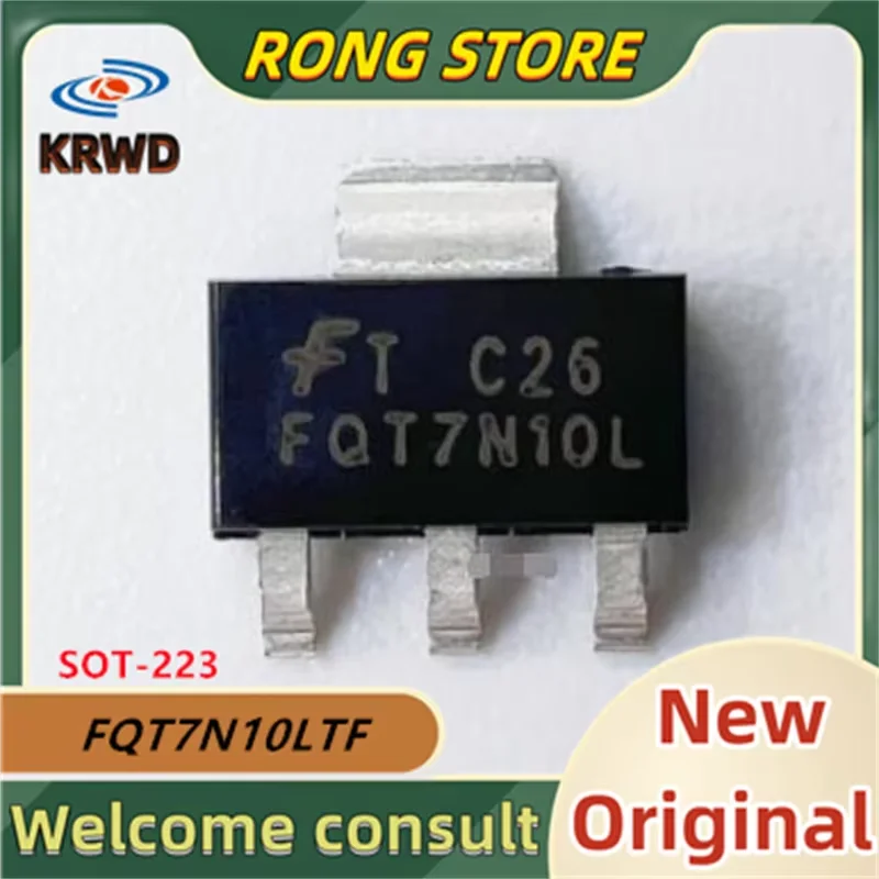 10PCS  FQT7N10L  New and Original Chip IC FQT7N10LTF  FQT7N10 SOT-223 N channel 100V 1.7 a power