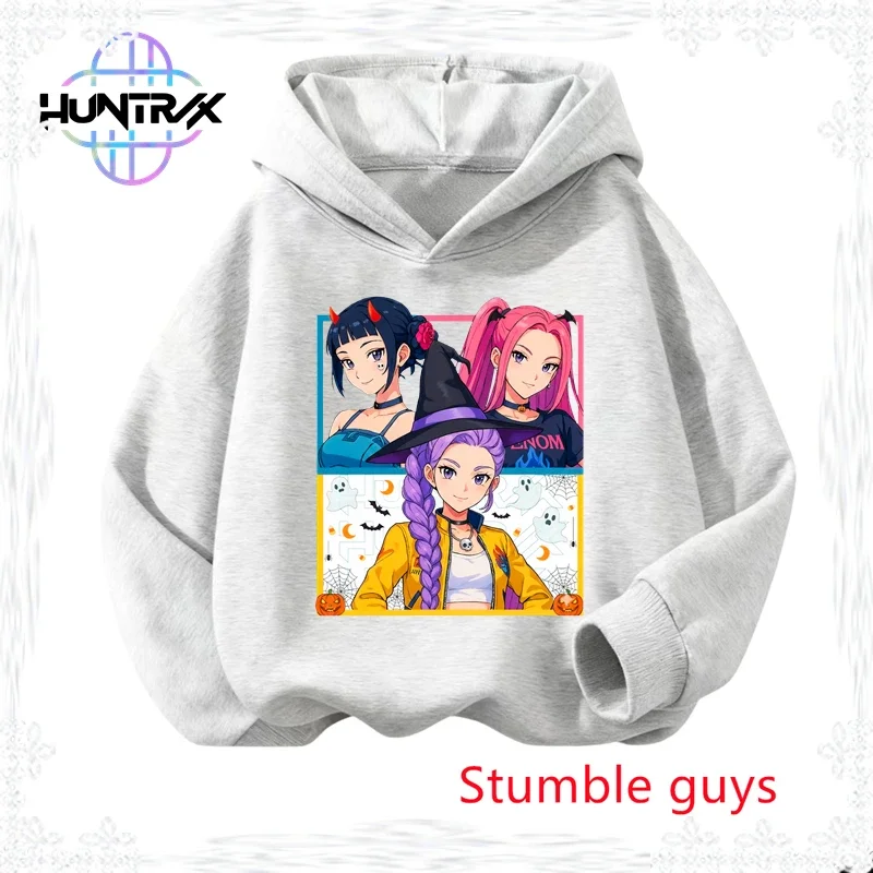 

Girls Anime Kpop Demon Hunters Hoodie Autumn Rumi Warm Soft Halloween Sweet Print Cozy Boys Hooded Sweatshirt​
