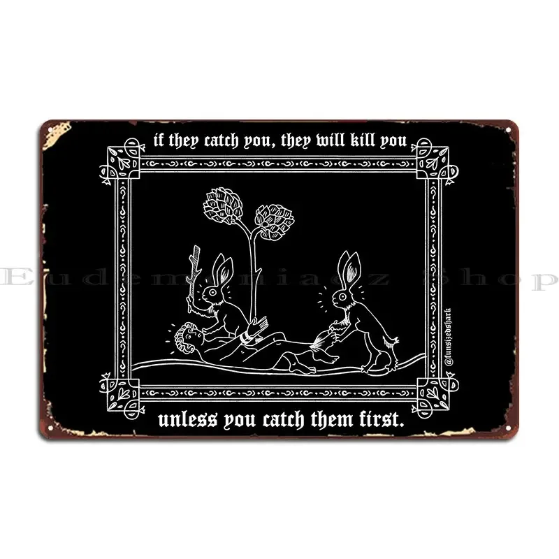 Medieval Murder Rabbits Metal Plaque Living Room Decoration Design Garage Character Tin Sign Poster