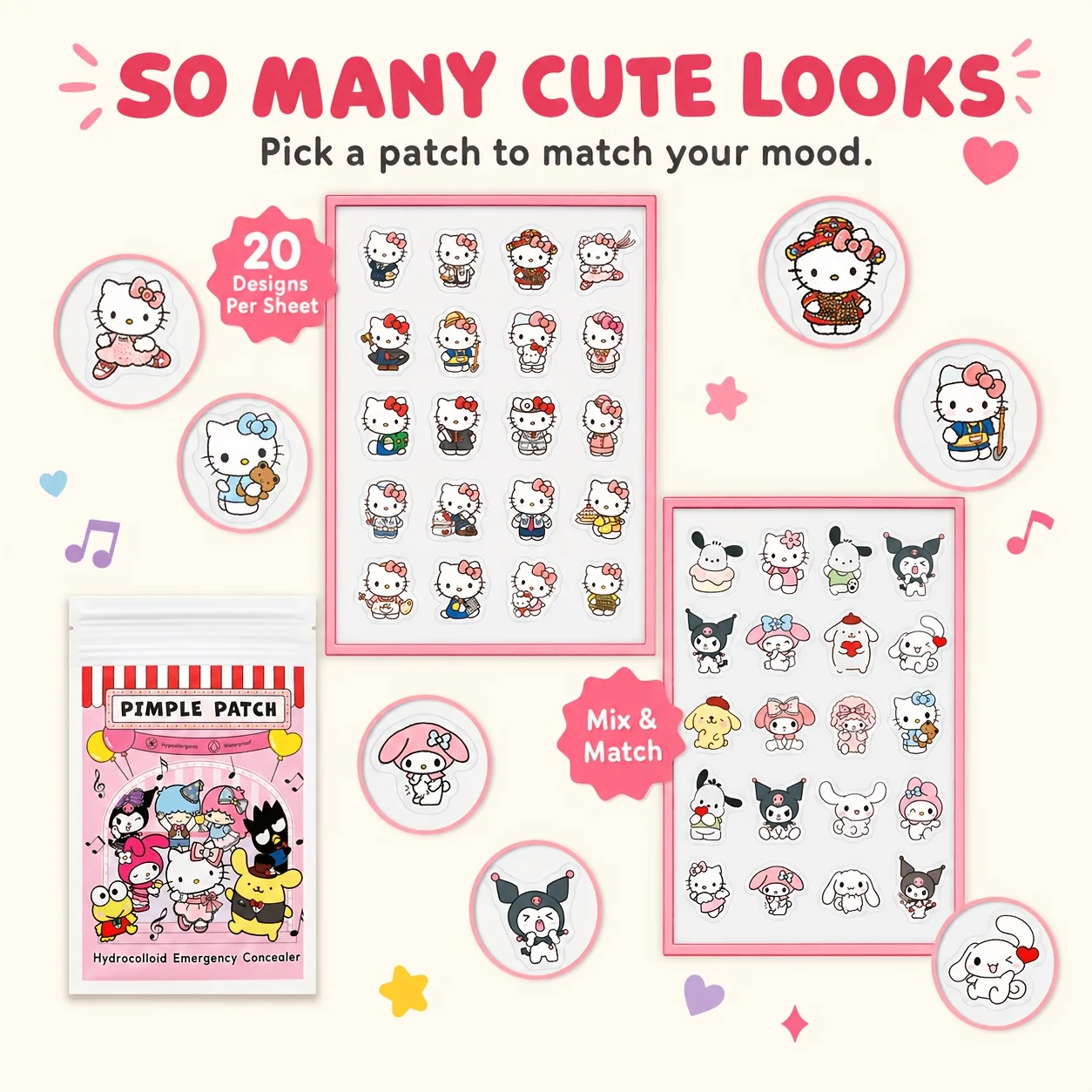 40/120PCS Hello Kitty acne patch, hydrogel acne patch, decorative concealer sticker,  suitable for all skin types - view 4