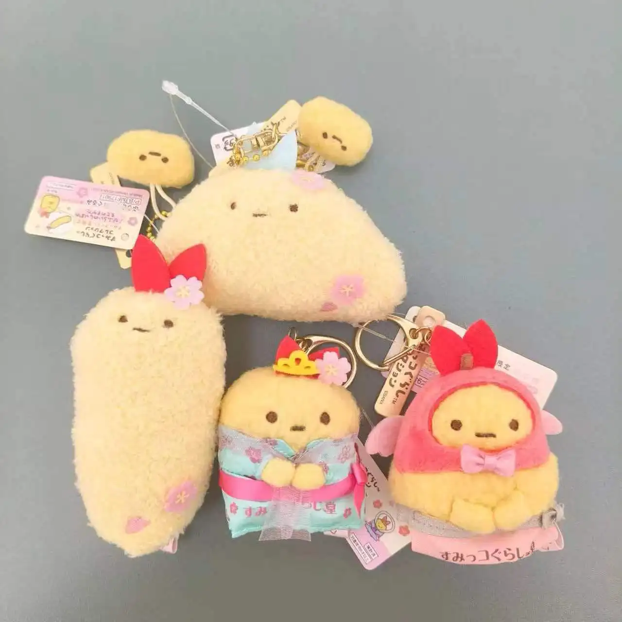 Sumikko Gurashi Sakura Fairy series Plush Keychain Soft Fried Shrimp Keyring Stuffed Bag Pendant Cartoon Girls Birthday Gift
