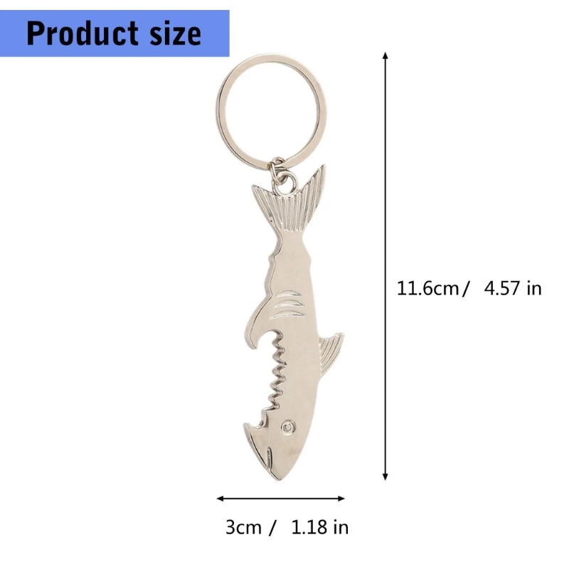 2 個サメの形の金属キーホルダー栓抜きノベルティ海の動物栓抜き