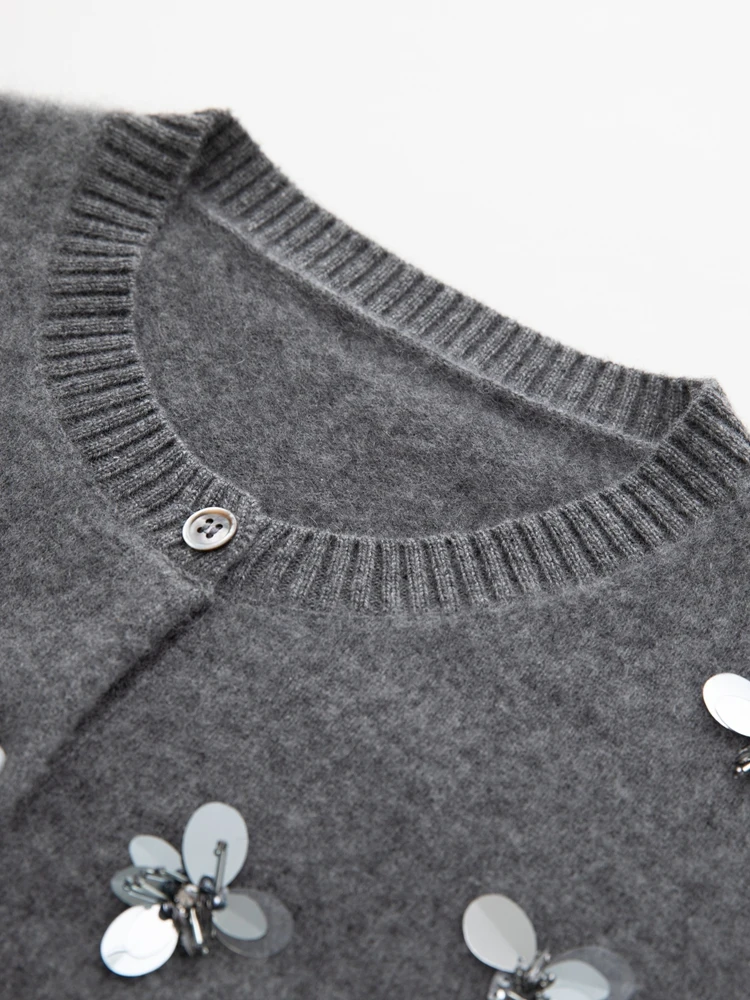 

TLOML женский 100% кашемировый свитер, костюм с большими блестками, кардиган-бабочка, жилет, пуловер, осень-зима, мягкий теплый кашемировый шикарный костюм