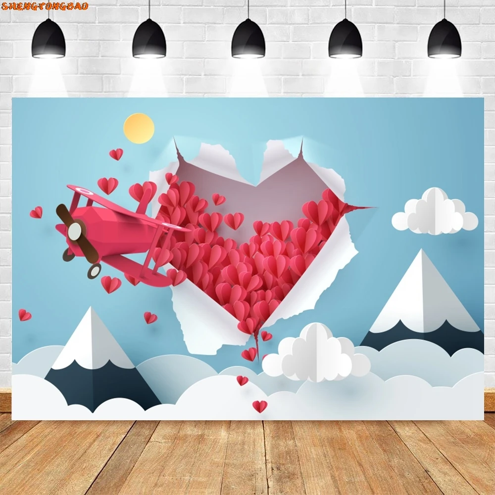 خلفية جميلة لعيد الحب في 14 فبراير للتصوير الفوتوغرافي على شكل قلب أحمر للزوجين وحفلات الزفاف وخلفية استوديو الصور