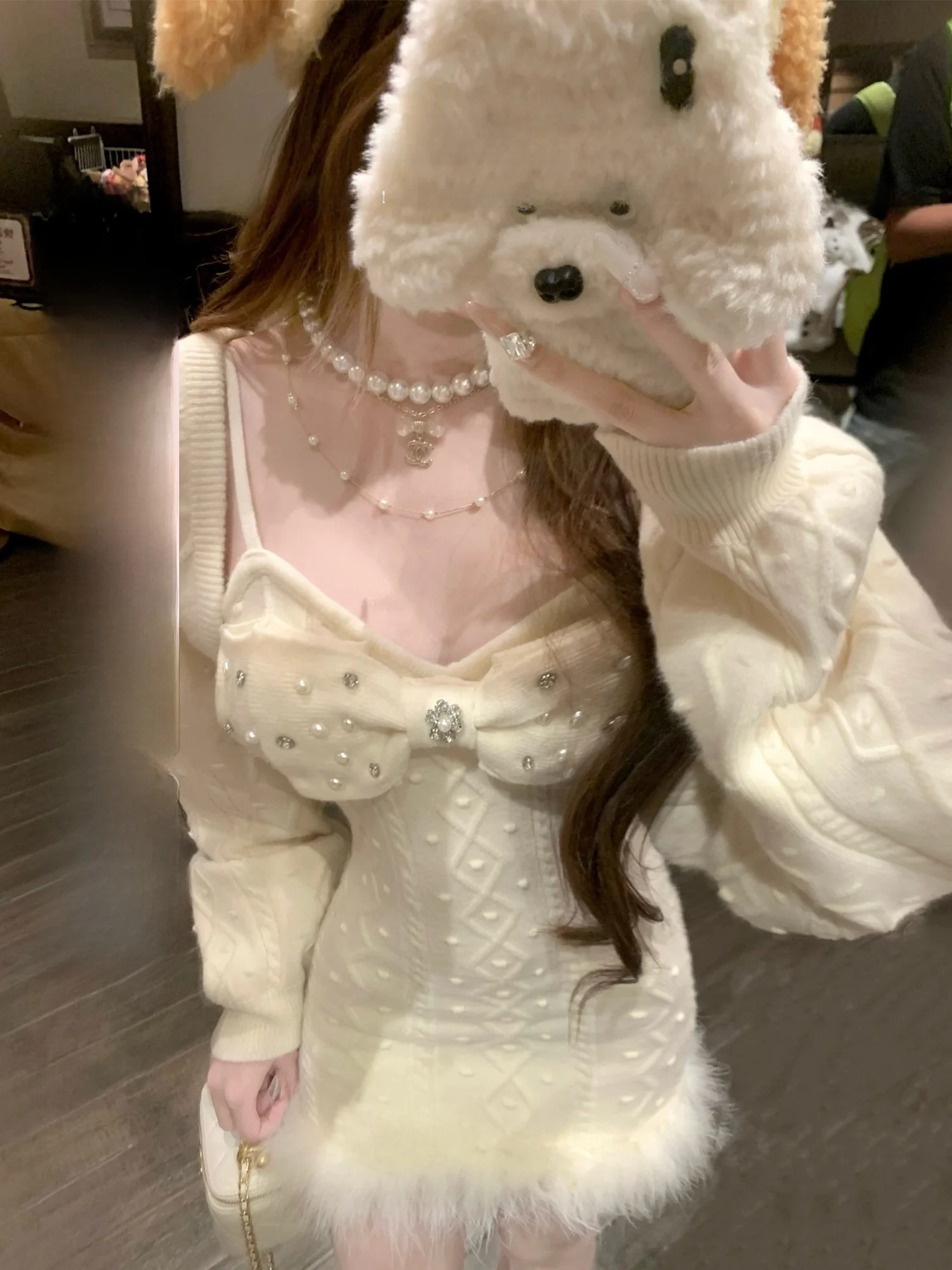 

Вязаный кардиган SISI JIANG Winter Prelude Sweet Sle с длинными рукавами и поясом, создающий эффект стройности, для состоятельных молодых женщин