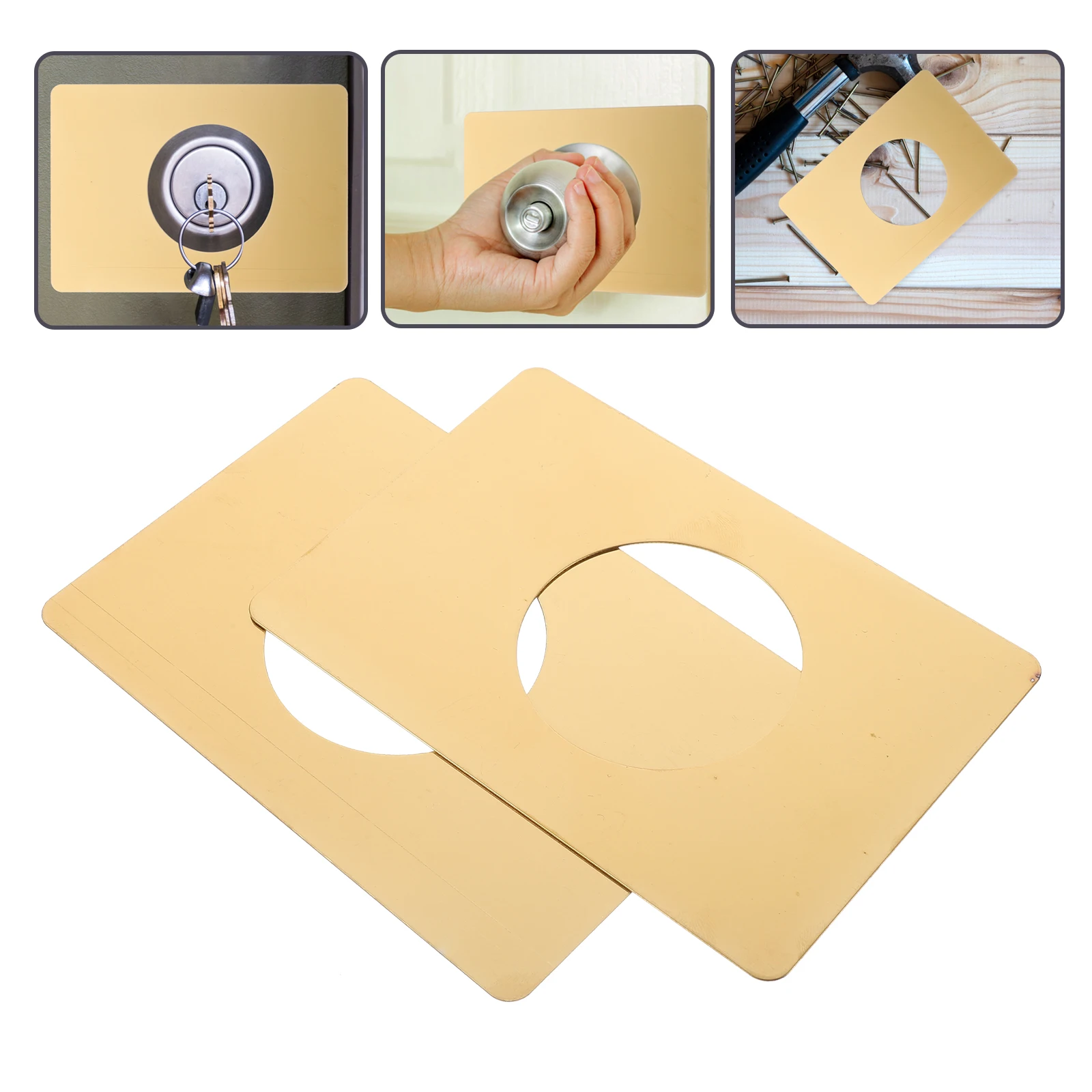 2Pcs Door Hole Filler Plate Stainless Steel Strike Plate Cover Simple Structure Long Lasting Door Hole Filler Deadbolt Cover