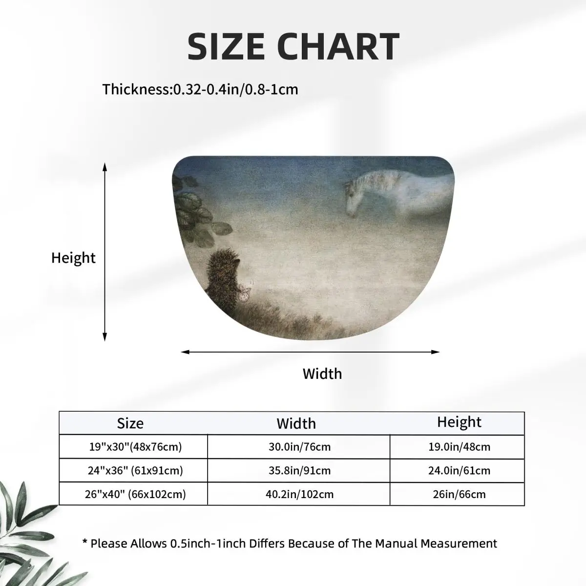 Hedgehog In The Fog Soft Flannel Half Round Doormat Non Slip Bathroom Mat Absorbent Floor Carpet for Laundry Room Bathroom