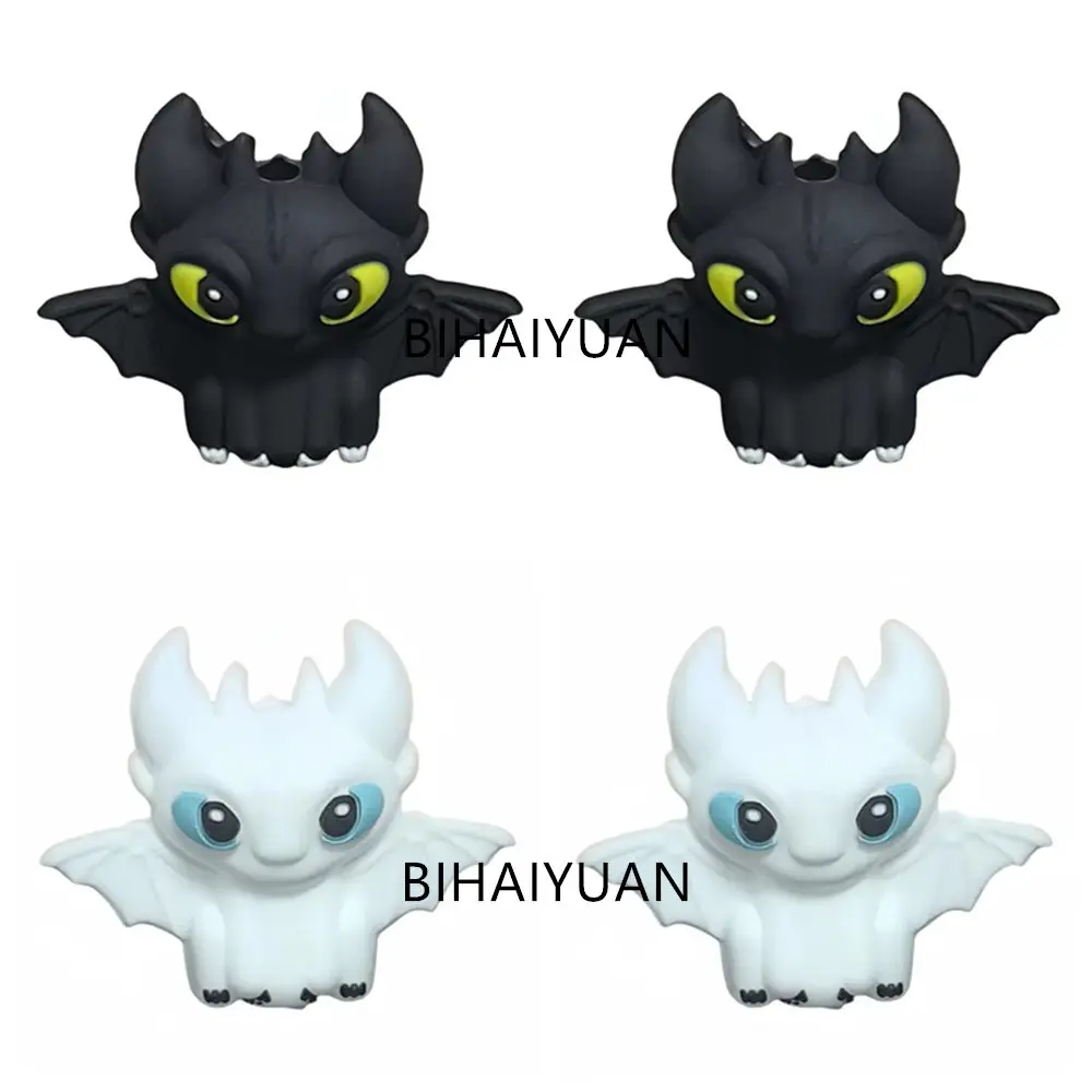 5pcs movie How To Train Your Dragon Toothless 3D focal Silicone beads Teether Jewelry Beads Food Grade For pen Pacifier Chain