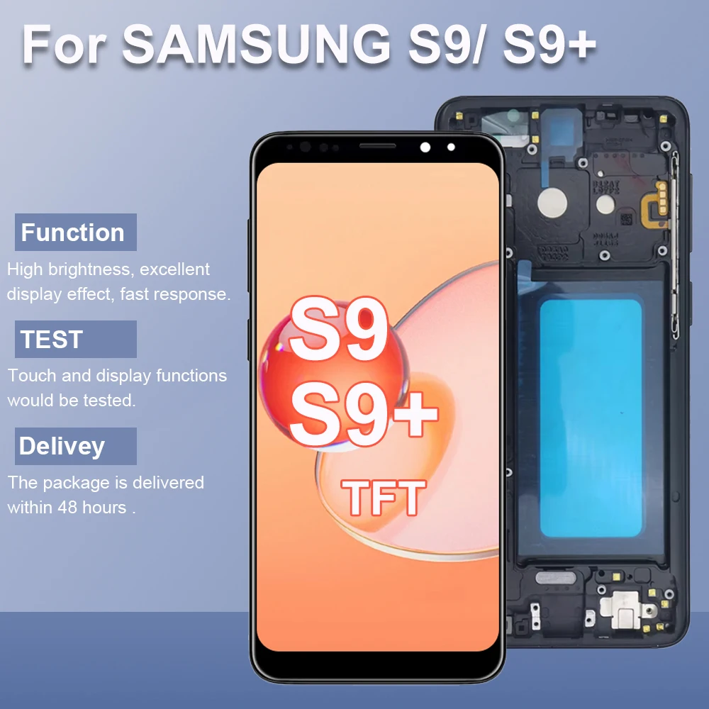 S9+ S9 Plus G965 G965F TFT LCD Screen Assembly for Samsung Galaxy S9 G960F G960F/DS LCD Display with Touch Screen with Frame