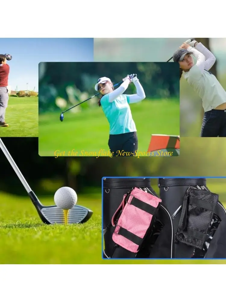 E56D Golf Valuables Bag Golf Bag with Zipper Foldable Golf Pocket Golf Accessory Bag