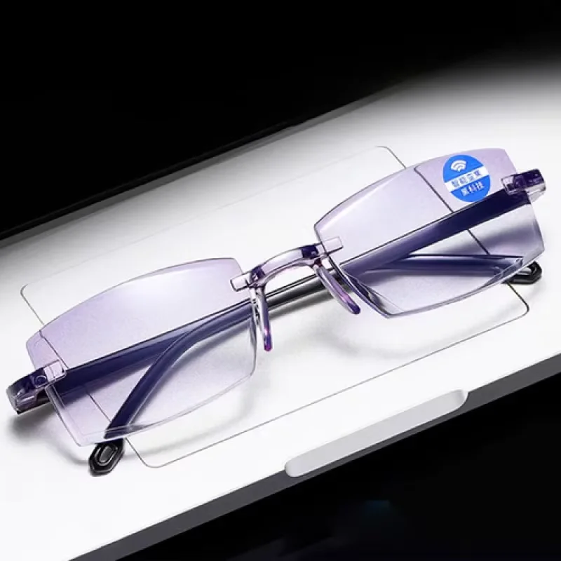 Black Technology Auto Zoom Rimless Presbyopia Glasses Intelligent AntiRadiation Seeing Far and Near