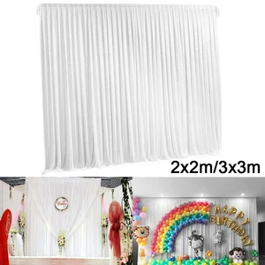 2x 2/3x3m beyaz şeffaf ipek düğün parti zemin panelleri, asılı perdeler, etkinlikler, festival, sahne arka plan dekorasyon aksesuarları Olay yerine yapılan 12 çekirdekli satışlar-no. 1