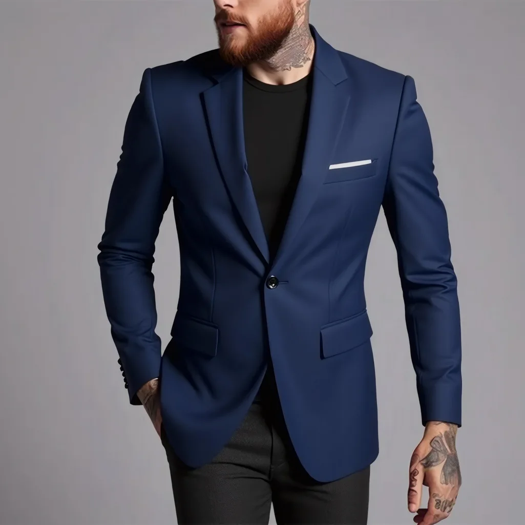 Männer Anzug Business Jacken Dünne Slim Fit Männliche Kleid Blazer Mantel Frühling Herbst Einfache Breasted Hübscher Gentleman Vintage Casual – Detail 6