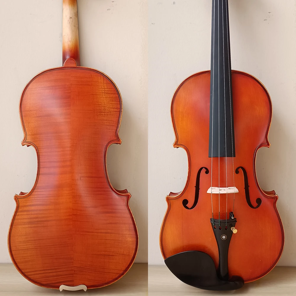 JINYIN JYVL-Y4000 4/4 full size natural tiger maple backboard handmade violin with over 15 years of age, spruce wood panel,