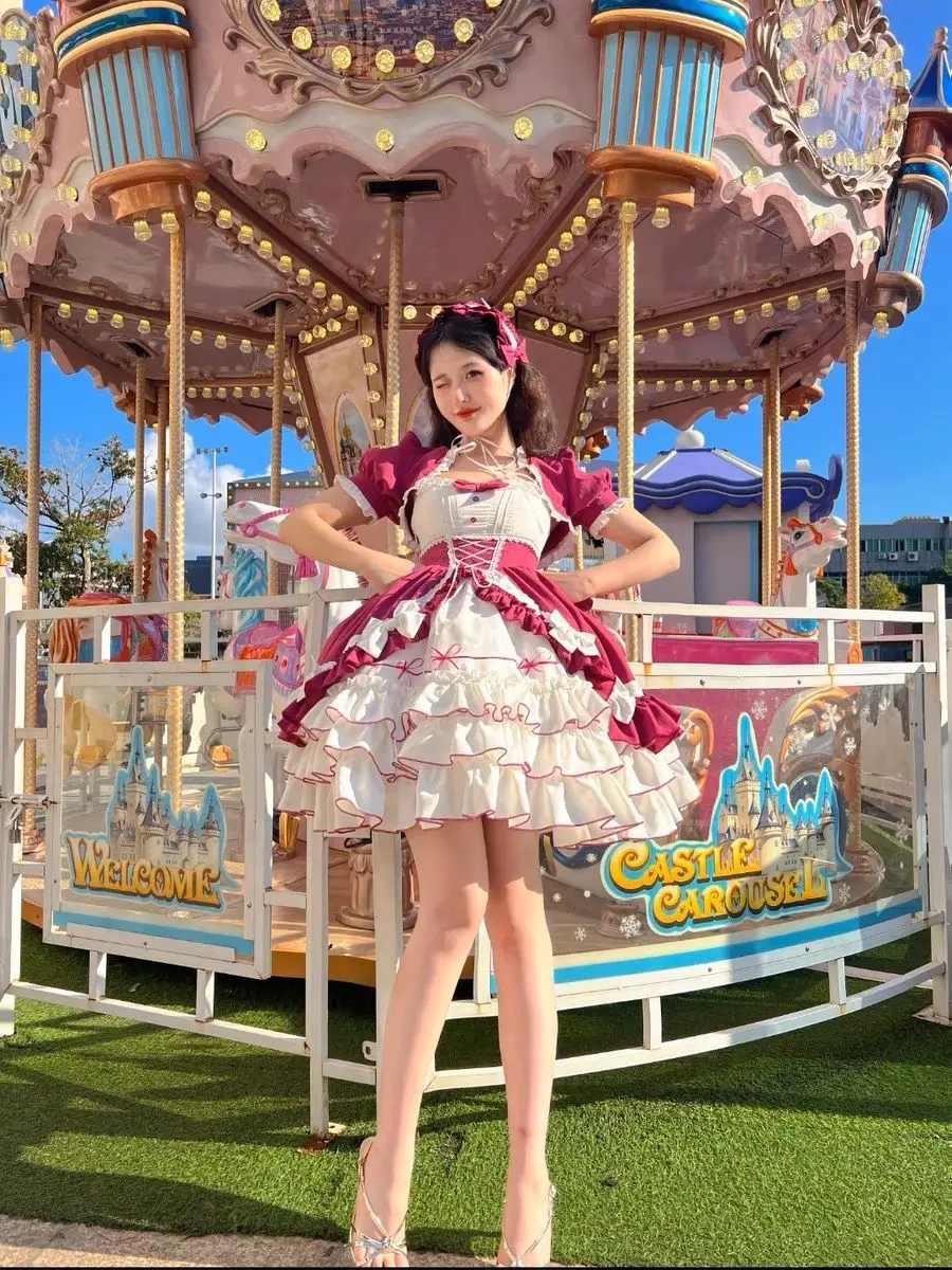 Bow Princess Patchwork Panekked Women Mujer Short Lace Up Spice Girls Cake Vestidos Fairycore Harajuku Japanese Soft Dresses