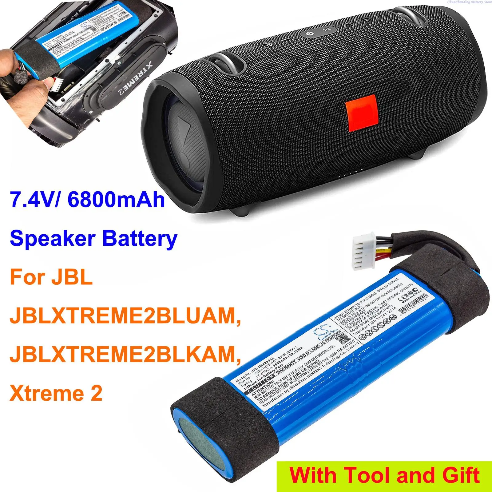 Cameron Sino 6800mAh Bateria głośnikowa 2INR19/66-2, SUN-INTE-103 do JBL JBLXTREME2BLKAM, JBLXTREME2BLUAM, Xtreme 2