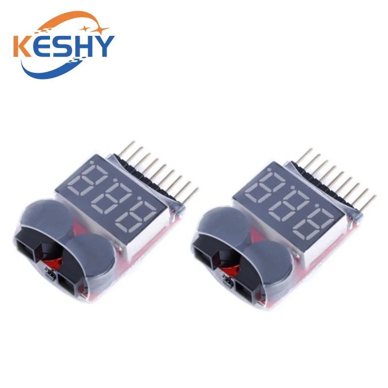 Nowy 1-8S Lipo Li-ion Fe Napięcie akumulatora 2w1 Tester wskaźnika Niskonapięciowy alarm dźwiękowy do samochodu RC Łódź LED 3.7-30V Podwójny głośnik — zdjęcie produktu 3