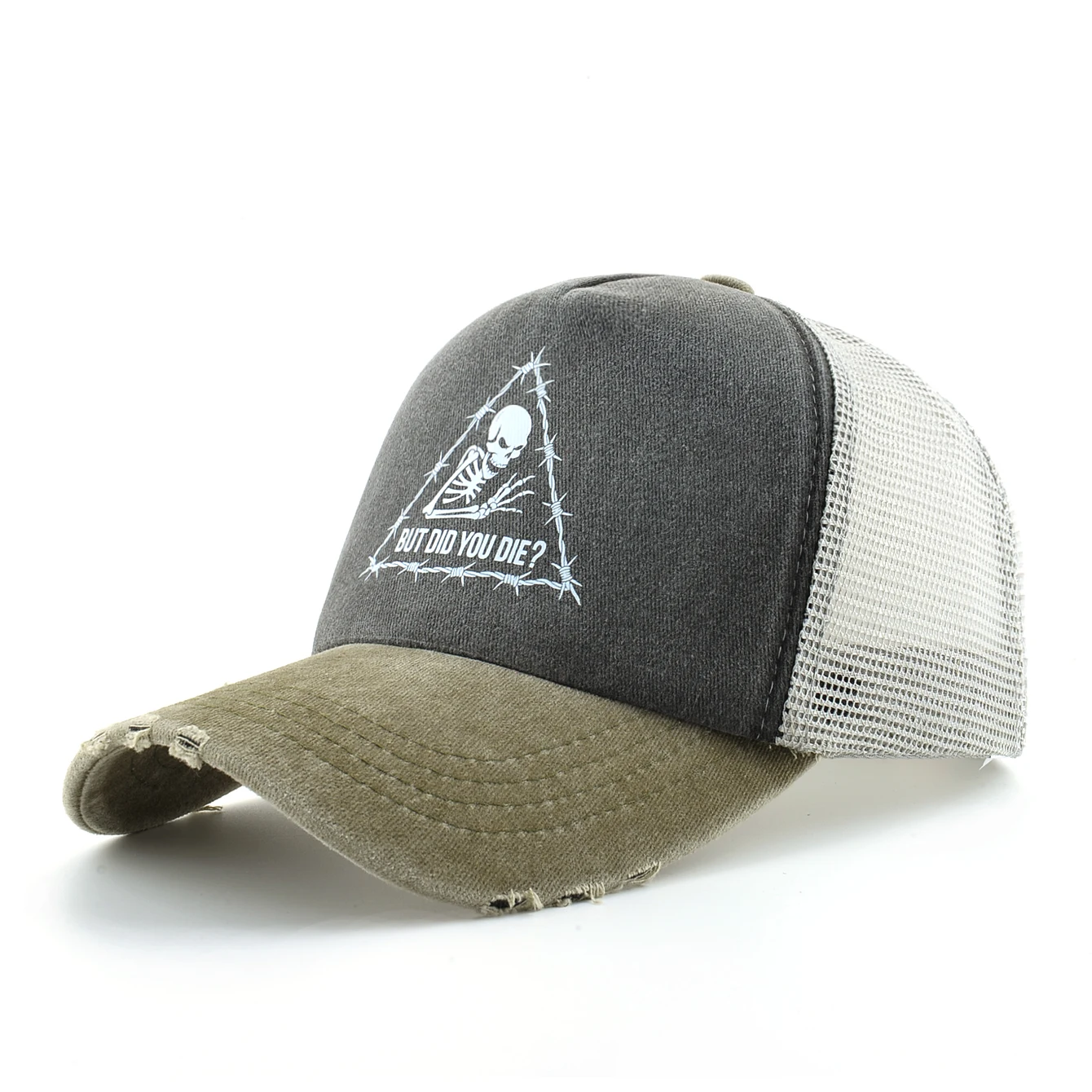Boné de beisebol jeans lavado feminino impressão crânio viseira de sol boné masculino snapback hip hop boné de caminhoneiro malha respirável chapéu
