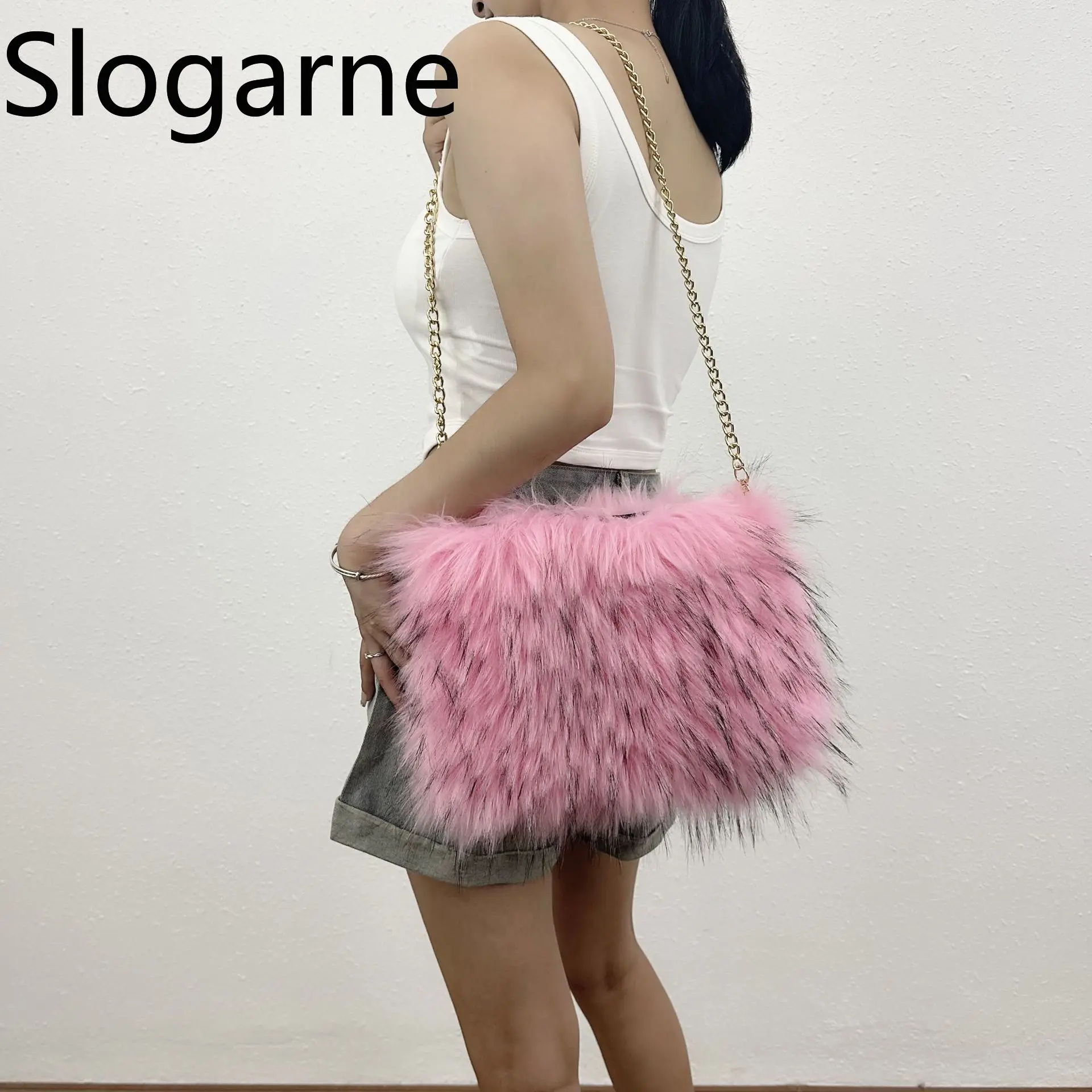 Nuova borsa a tracolla dolce pelosa da donna elegante borsa in pelliccia carina autunno inverno 2025 nuova borsa a tracolla soffici borse a tracolla invernali