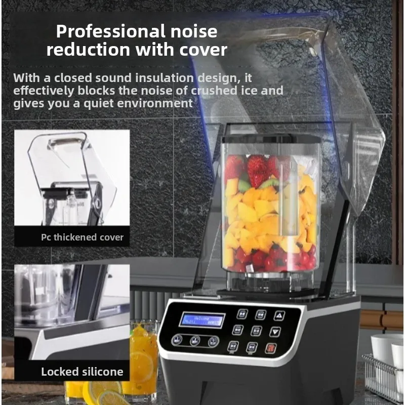 Smoothie machine,milk tea shop with cover,brushless,soundproof,silent,multi-functional tea extraction,milk lid and ice crusher