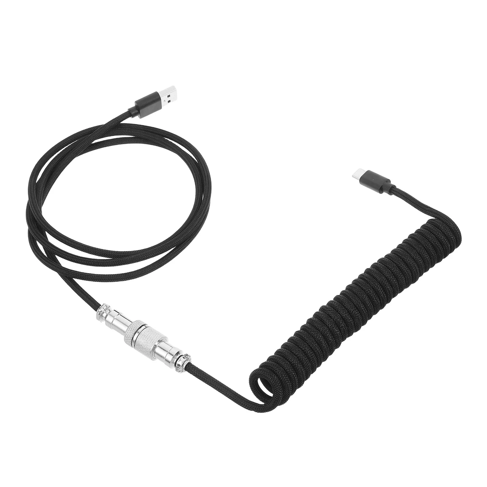 Coiled Keyboard Cable Gaming Keyboard Data Cable Desk Setup Accessories Cord for Aviation Plug Cables Coiled USB Computer