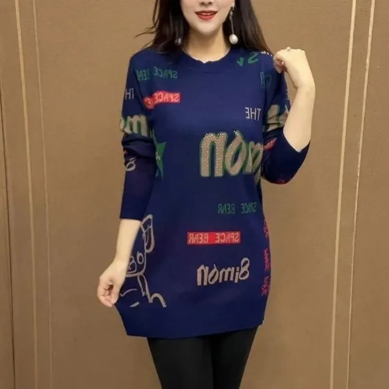 

Вязаные свитера средней длины для женщин осень-зима, свободные модные утягивающие рубашки, пуловеры