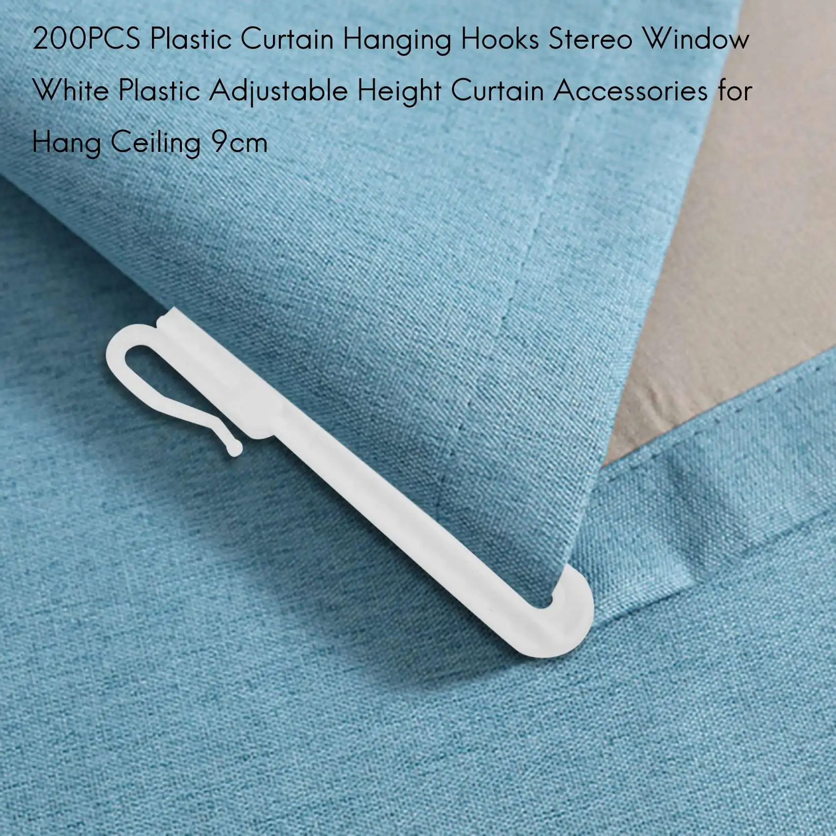 ABSJ-200PCS Plastic Curtain Hanging Hooks Stereo Window White Plastic Adjustable Height Curtain Accessories For Hang Ceiling 9Cm