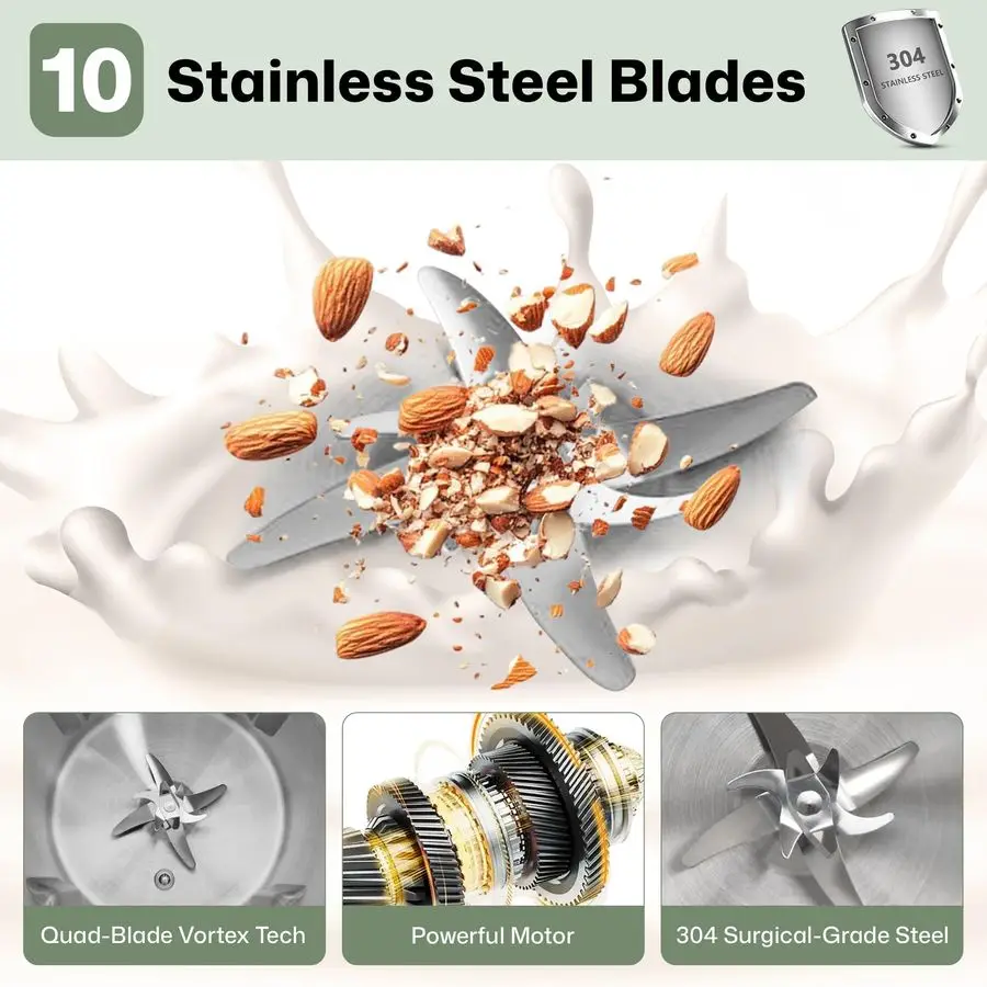 صانع حليب الجوز BaristaQuality اللوز، الشوفان أمبير حليب الصويا، الحساء أمبير العصائر 8 في 1 آلة الفولاذ المقاوم للصدأ، سرير عضوي تلقائي