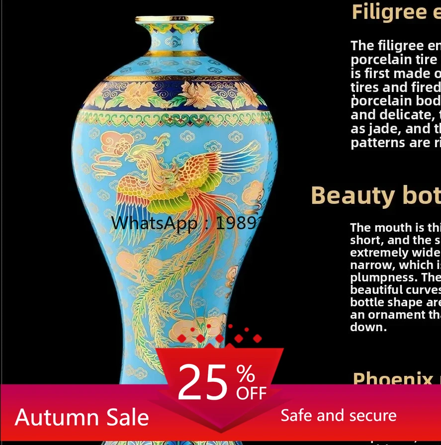 

Ceramic Vase Filigree Enamel Color Chinese Style Home Living Room Company Light Luxury Decoration Ornament