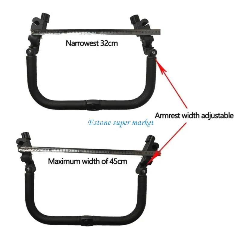 090B Armrest PU Leather Bumper Bar Angles Adjusted Front Handrail for Pram Pushchair