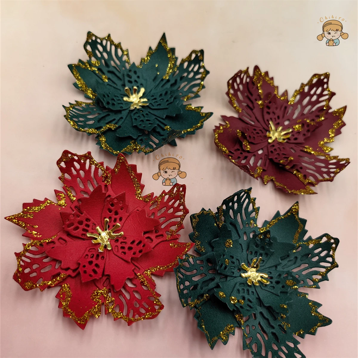 Poinsettia Metal Cutting Dies Stencil Scrapbooking Embossing  New Christmas Craft Stamps And Dies