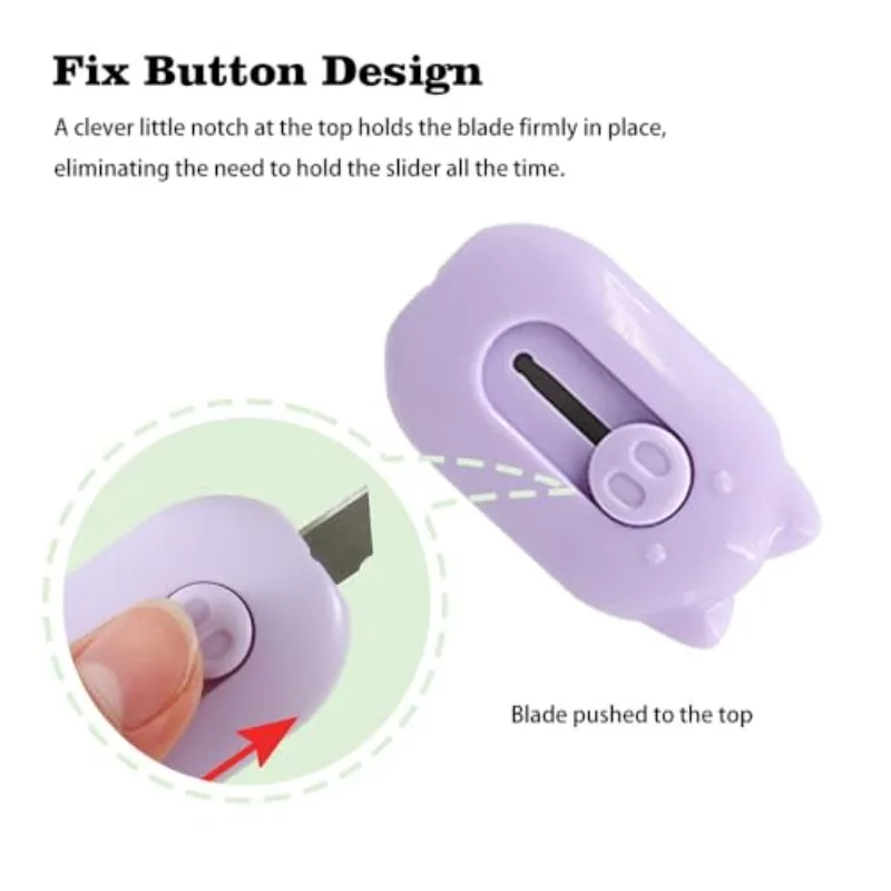 4pcs mini box knives with retractable letter openers, cute pig shaped small cutting tools, portable packaging