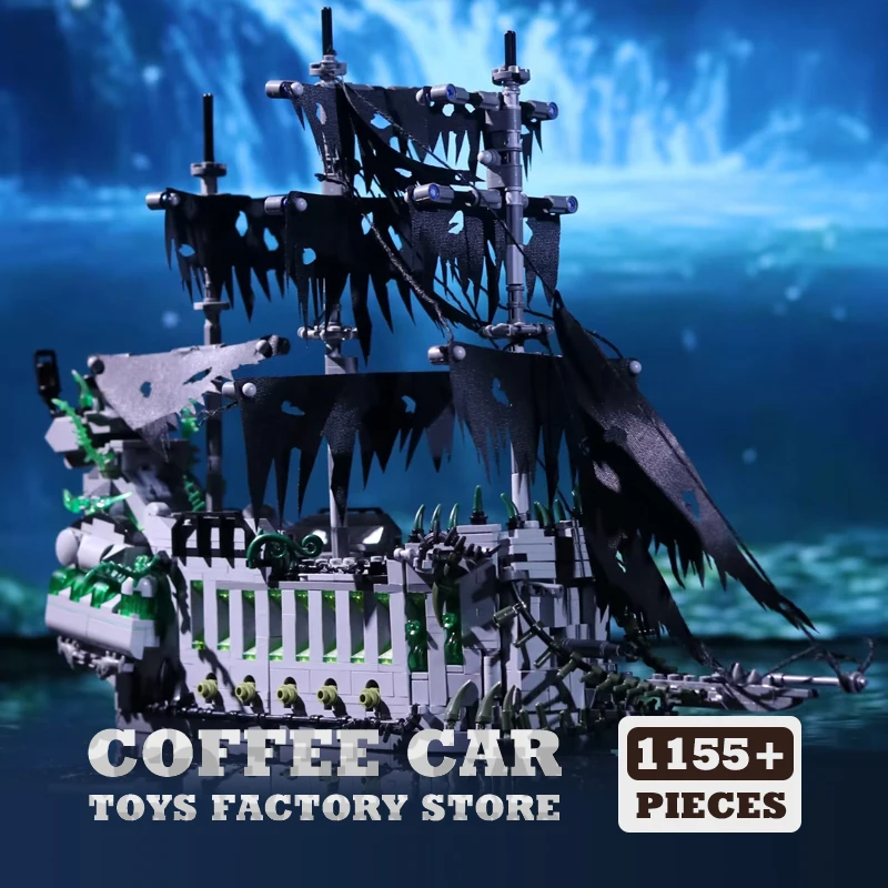 Shark Pirate Ship Mini Building Blocks Set Ghost Sailboat DIY Model Micro Bricks Ocean Adventure Craft Children Toys Adult Gifts