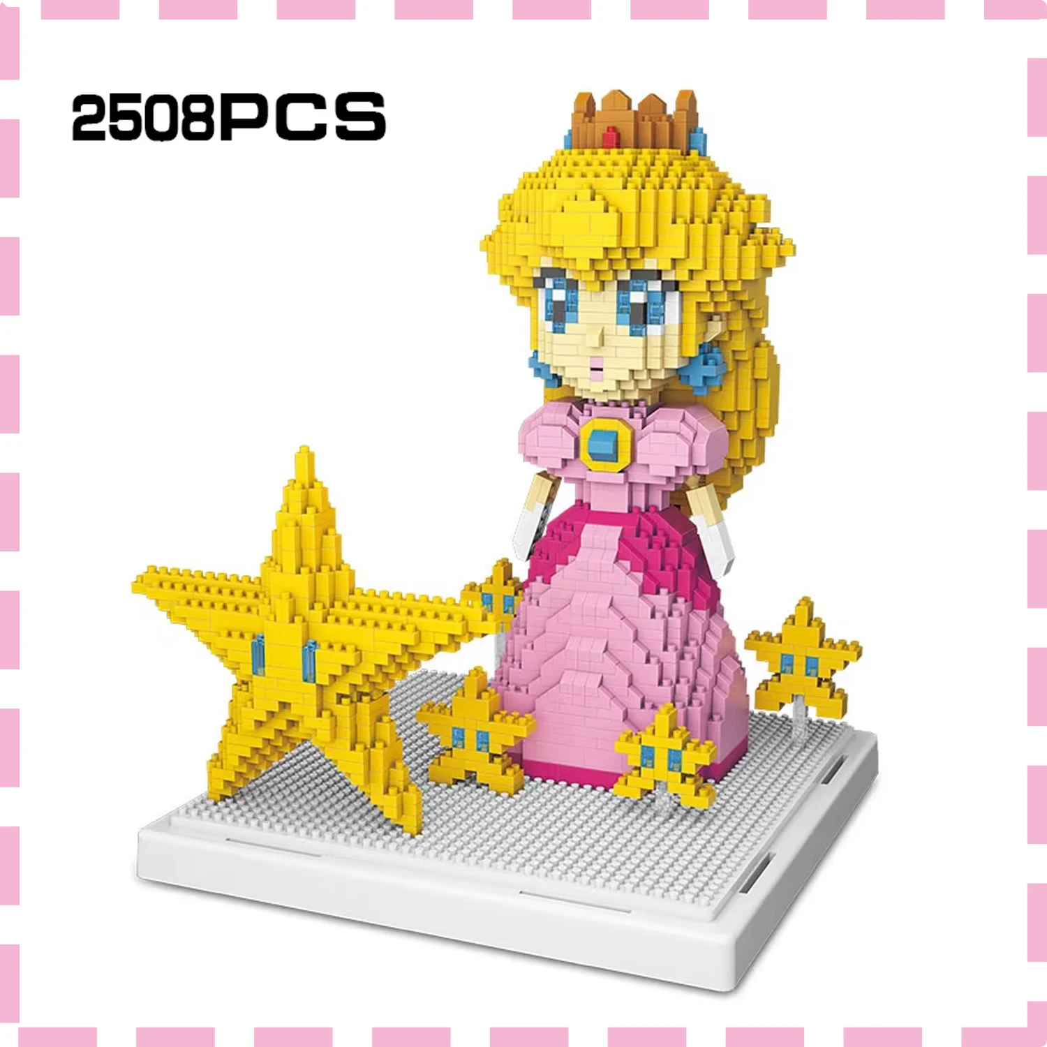 Herocross disney Peach Princess 2508pcs Super Micro Blocks Star Pink Girl Mini DIY Building Blocks Brick Toys For Children Gifts