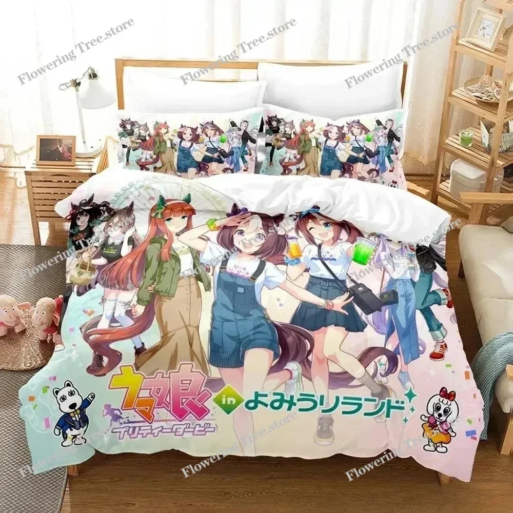 kawaii Pretty Derby Bedding Set Single Twin Full Queen King Size Bed Set Adult Kid Bedroom Duvet cover Sets 3D Print Anime Bed02