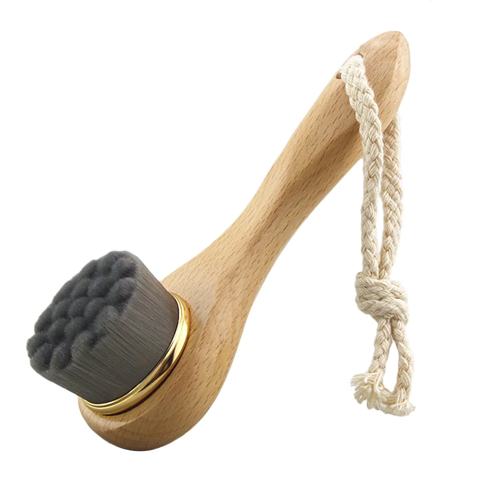 

Facial Cleansing Brush for Deep Pore Cleansing Manual Spa Wash Massage Exfoliation Bristle Brush With Wooden Long Handle Facial