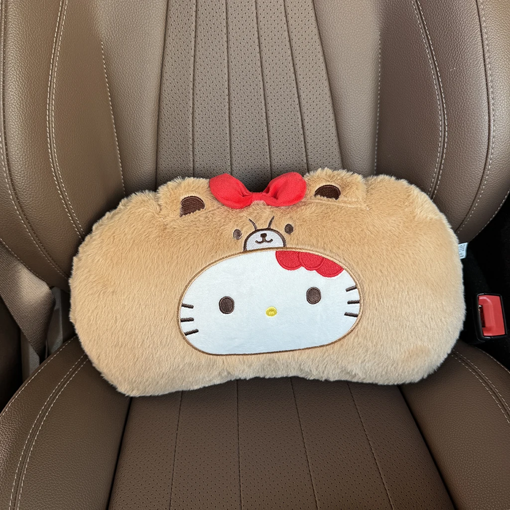 サンリオ ハローキティ 車用ヘッドレスト 安全シートベルトカバー かわいい和風バッククッション ぬいぐるみ ハローキティ 車の装飾ギフト