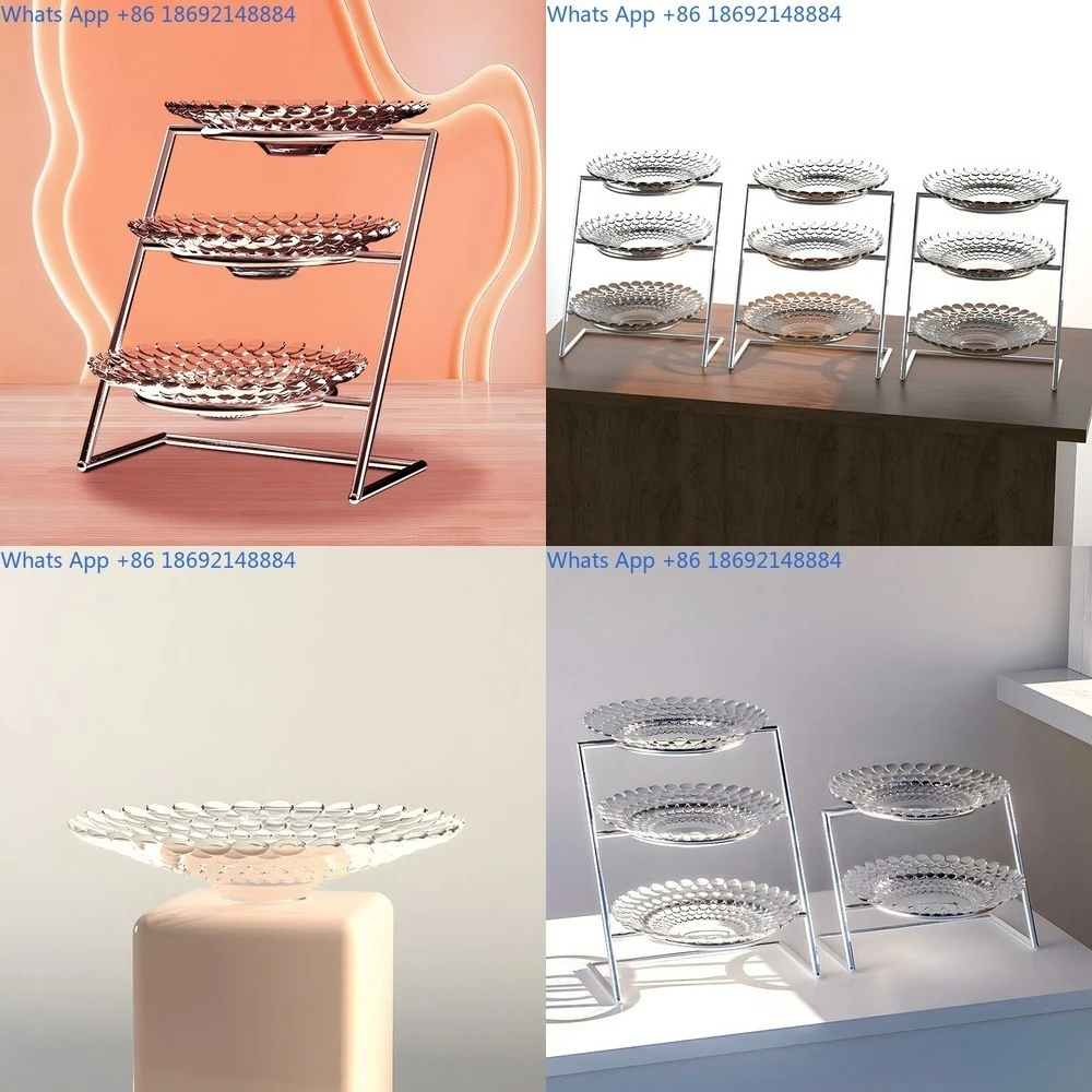

3 Tier Fruit and Salad Display Stand for Buffet Dessert Serving Rack for Hotel and Party Use