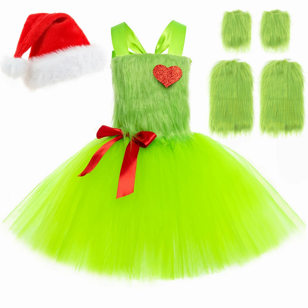 Kids Santa Claus Grinch Costume Girls Christmas Tutu Dress Green Fur  Monster Costumes for Girls Halloween Carnival Party Dresses - AliExpress  1501